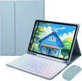 Rainbow Backlit Keyboard Case for iPad Pro 13 inch (M4) 2024 with Mouse and 7 Colors RGB Colorful Backlight Magnetic Detachable Bluetooth Keyboard Cover,Misty Blue