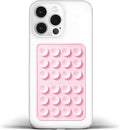 Anteel Medium-Sized Silicone Suction Phone Case Adhesive Mount, Enhanced Suction Power and Upgraded Thickened Sticky Phone Grip, Durable, Hands-Free Sticky Phone Holder, 2.28"x3.46" (Light Pink)