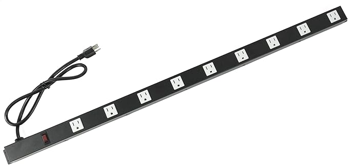9 Outlets 3 Feet Power Cord 3 Feet Body Opentron OT3093 Heavy Duty Metal Surge Protector Power Strip with Mounting Parts - Free End Caps for Shipping Protection Only