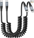 USB C to USB C Cable 6ft, 2Pack Coiled Charger for Car, Type C Fast Charging for iPhone 16/15/Plus/Pro/Pro Max/MacBook Pro 2020/iPad Pro 2020/iPad Air 4/Samsung Galaxy S23