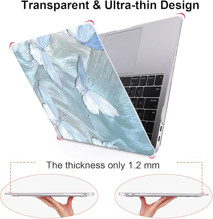 for MacBook Pro Case 13 inch 2022 2021 2020-2016 A2338 M2/M1 A2251 A2289 A2159 A1989 A1706 with Touch ID, Plastic Hard Shell Keyboard Cover Screen Film Webcam Cover, Tin Foil Butterfly