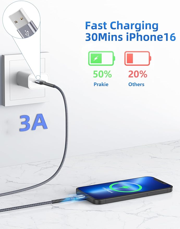 USB C Cable 10FT, 2Pack Long USB A to USB C Charger Cable, Type C Cable 3A Fast Charging Upgraded Extra Durable Braided USBC Cord Compatible with iPhone 16 15 Pro Max/Samsung Galaxy S23/LG and More