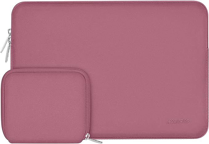 MOSISO Laptop Case 13.3 inch, 13-13.3 inch Laptop Sleeve Bag Compatible with MacBook Air/Pro 13 / Pro 14, HP Dell ASUS Lenovo Notebook, Neoprene Computer Sleeve Bag with Small Case, Dusty Rose