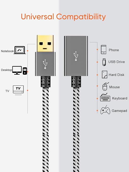 CableCreation 3.3 FT USB 3.0 Extension Cable, USB Male to Female Extender Cord for VR, PlayStation, Xbox, Keyboard, Printer, Scanner, Space Gray 1M