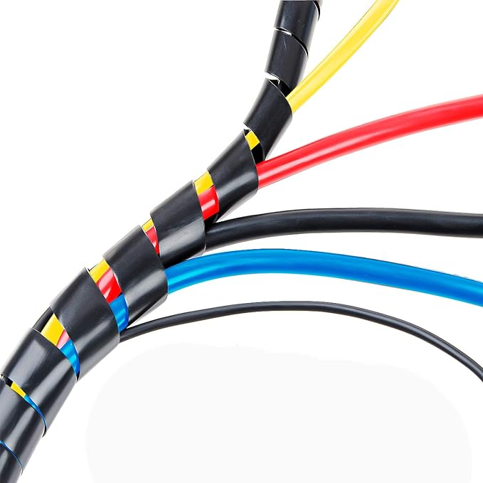 65FT XHF 4mm(Wrapping Range:1.5mm-10mm) Spiral Cable Wrap Cord for Computer Electrical Wire Organizer Sleeve Hose RoHS Black