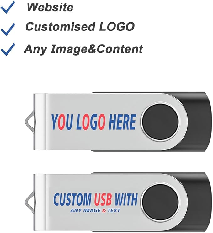 Personalized Flash Drives 4GB, Wooolken Customizable USB 2.0 Thumb Drives 10/20/50/100 Pack, Logo Memory Stick Custom Flash Drive Engraved Logo (Mixcolors)