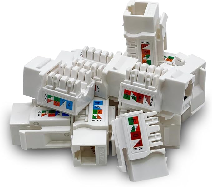 (50-Pack) Cat6 Keystone Jack - [UL Listed] - Ethernet Wall Jack - Wall Cat6 - Cat6 Network Coupler - Keystone Jack - Cat5/5e/6 Compatible - Cat6 Network Coupler