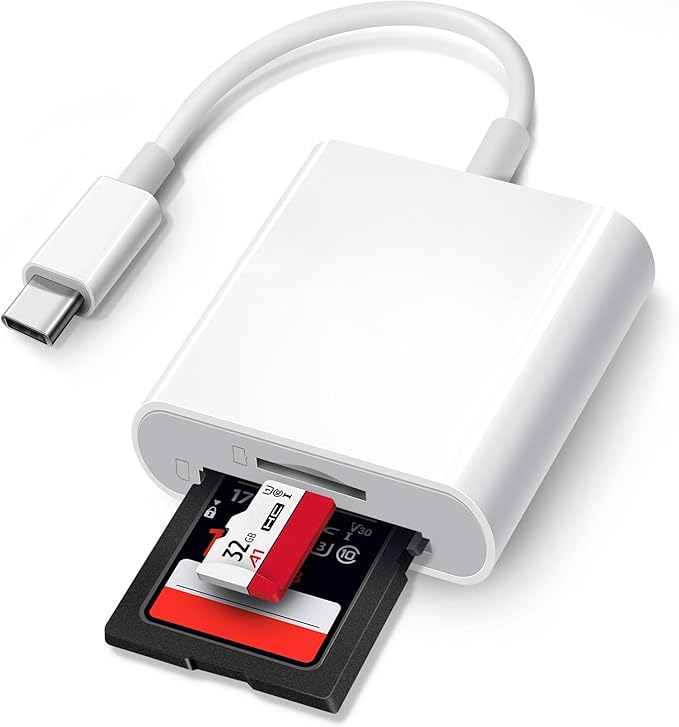 Trail Camera USB C SD Card Reader, ChiaoPio 2 in 1 USB-C to Memory Card Adapter with SD MicroSD Dual-Slot Compatible with iPhone 15 iPad Mac MacBook Pro/Air/Mini Samsung Android Laptop