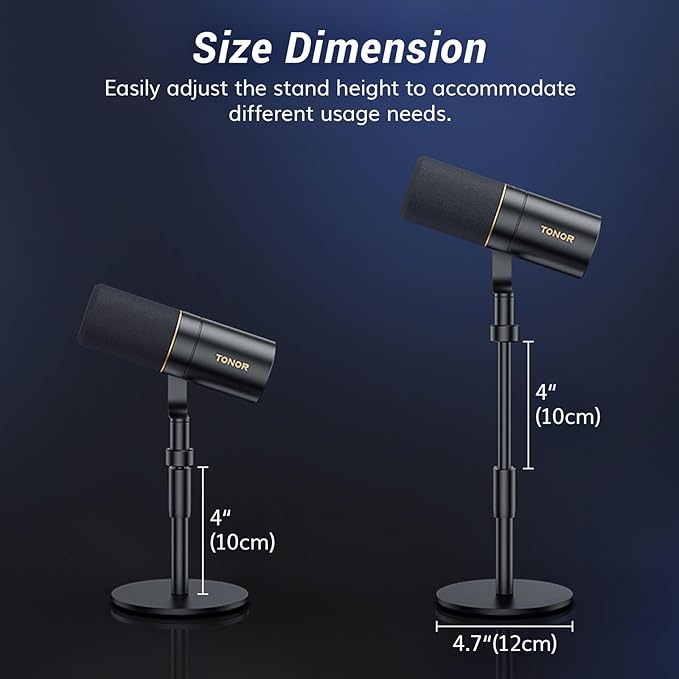 TONOR Dynamic Microphone, XLR Microphone for Podcast, Recording, Streaming, Gaming, Content Creating, XLR Cardioid Computer Mic, Audio Interface Needed, Mic with Desktop Stand, TD520X