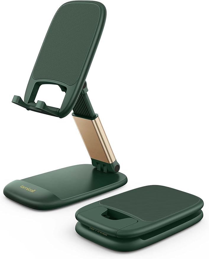Lamicall Adjustable Phone Stand for Desk - Foldable Phone Holder Cradle Dock for iPhone 16 15 14 Pro Max Plus, 13 12 Pro Max Mini, 11 Pro, Xs, XR, X, 8, 6s, Samsung S23, 4"-8" Mobile Phones - Green