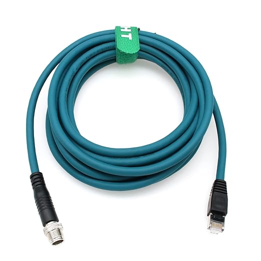 M12 Ethernet 8 Pin X-Code Male to RJ45 CAT-7e Gigabit Cable for Baumer Cognex is 2800 3800 8000 260 470 Reader Camera Sensor (8 Meter)