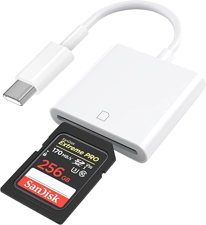 (Apple MFi Certified) iPhone 16 SD Card Reader, esbeecables USB C to SD Card Reader Trail Camera Viewer SD Memory Card Reader Adapter Plug and Play for iPhone 16/16Plus 15Pro iPad, MacBook, iMac