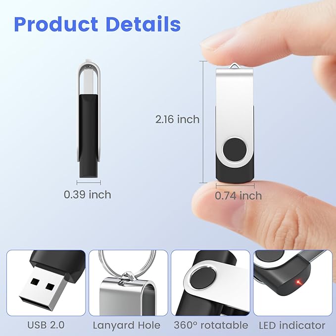 ABLAZE 16GB USB Flash Drive 100 Pack, USB 2.0 Thumb Drives Bulk Memory Sticks Pendrives 100PCS (Black)