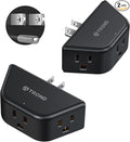 TROND 2 Pack Multi Plug Wall Outlet, 3 Way Angled Wall Outlet Extender, 3 Prong Plug Splitter, Cruise Essentials, Multiple Expander for Travel Home Hotel Dorm Room, Black