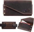 Topstache Leather Phone Holster with Belt Loop, Magnetic Closure Cell Phone Pouch Card Holder Wallet, Handmade Holder for iPhone 13 Pro Max, S22 Ultra, Dark Brown