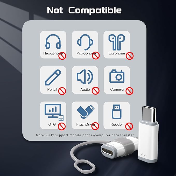 4 Pack Lightning to USB C Adapter for iPhone 15/16/16 Pro Max/Plus Samsung S24 Support Charging & Data Transfer,Type C Charger Connector Cable-NOT Support Audio/OTG/Headphone/Earbud/Apple -Pencil