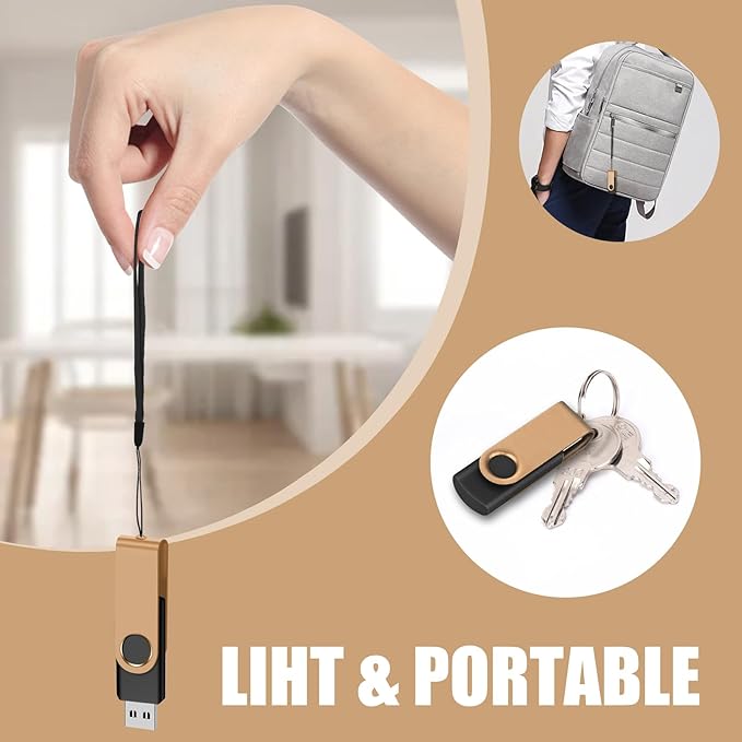 EASTBULL 4GB USB Flash Drive Bulk Thumb Drives 50 Pack with Lanyards USB 2.0 4GB Memory Sticks Zip Drive Pen Drive for Storage and Backup Gold 50PCS
