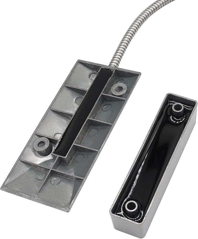 Magnetic Reed Switch Wired Surface Mount Normally Open NO Contact Sensor Alarm Magnetic Door Switch with 2 Wires, Zinc Alloy Sliver, OC-60