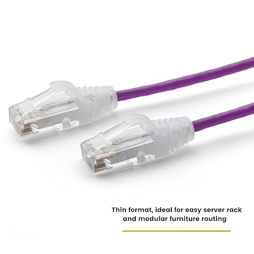 TRUECABLE Cat6 Component Rated Patch Cable, Unshielded (U/UTP), 5ft, Purple, 28AWG Solid Copper, Snagless 10G High-Speed Ethernet Cable, PoE++ 4PPoE 100W, UL Listed, RoHS-3, 1 Pack