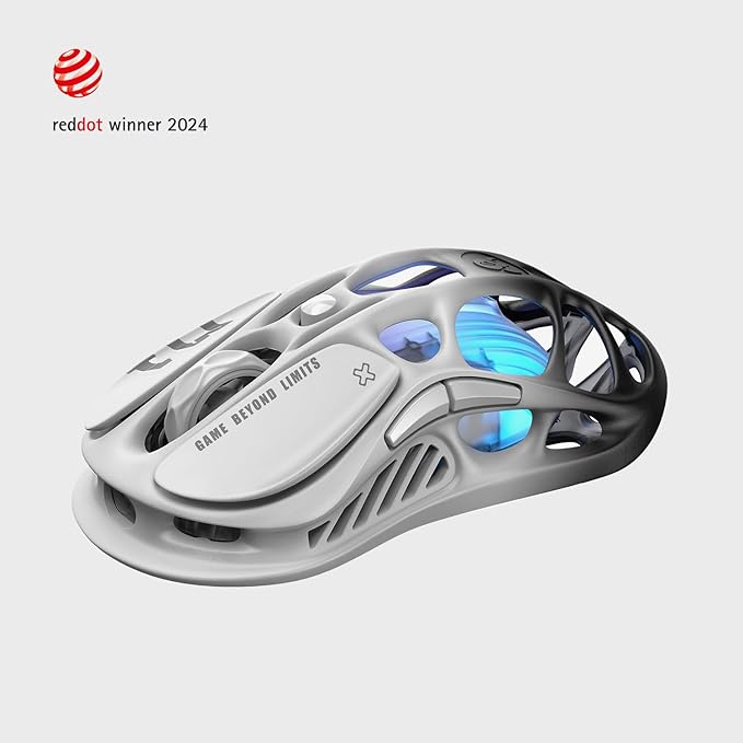 GravaStar Mercury M1 Pro Wireless Gaming Mouse, Lightweight Magnesium Alloy, 26,000 DPI, PAW3395DM Sensor, 5 Programmable Buttons, Support Wired/2.4GHz/BT, Up to 200 Hours Battery Life-Gradient Black