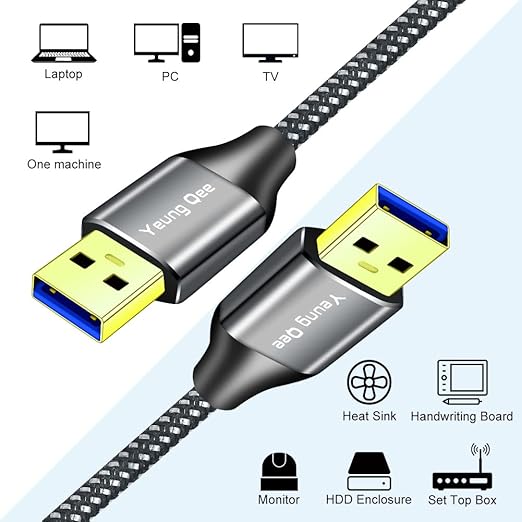 USB 3.0 A to A Male Cable 10 ft,Super Speed Type A Male to Male Cable USB 3.0 Double End USB Cord for Hard Disk, Cameras,Laptop Cooler, DVD Player and More (10FT/3M)