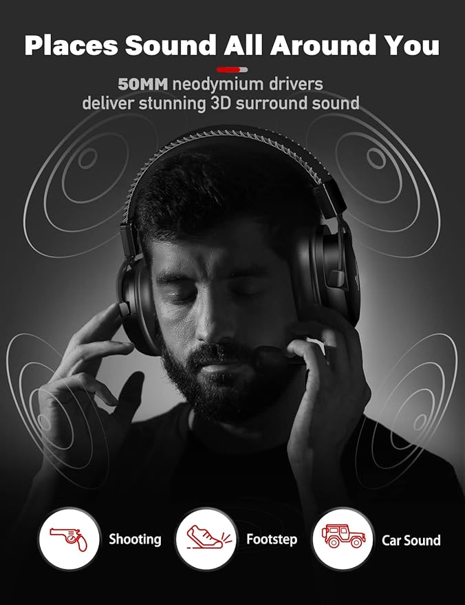 DEEBOX Gaming Headset for PS5 PS4 Xbox One Switch, Gaming Headphones with Microphone for PC Mac Laptop Computer Gamer