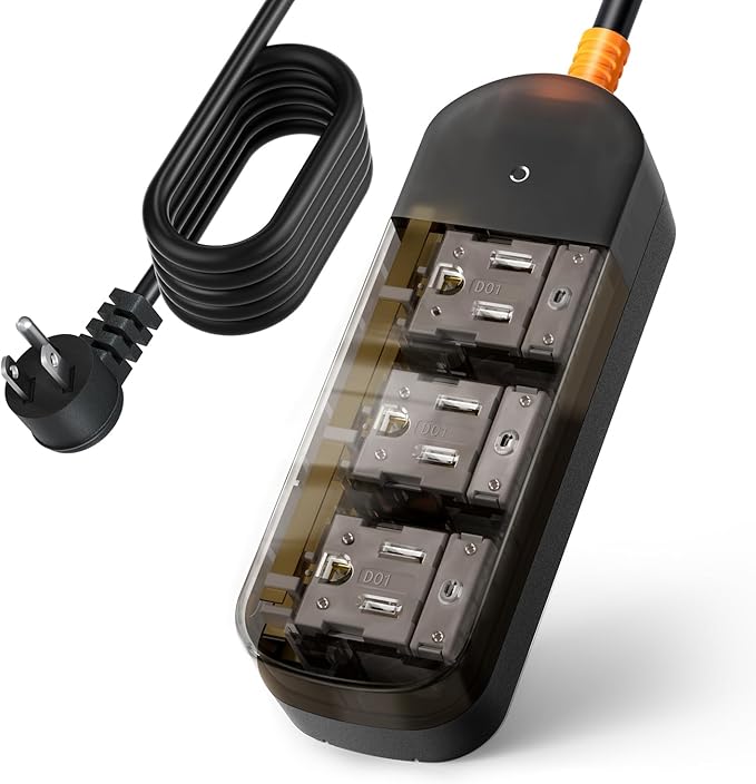 Surge Protector Power Strip, Covozon 3 Outlets 6ft Extension Cord, 1875W Outdoor Power Strip Weatherproof, Mountable Small Power Strip for Home, Outdoor, Travel.
