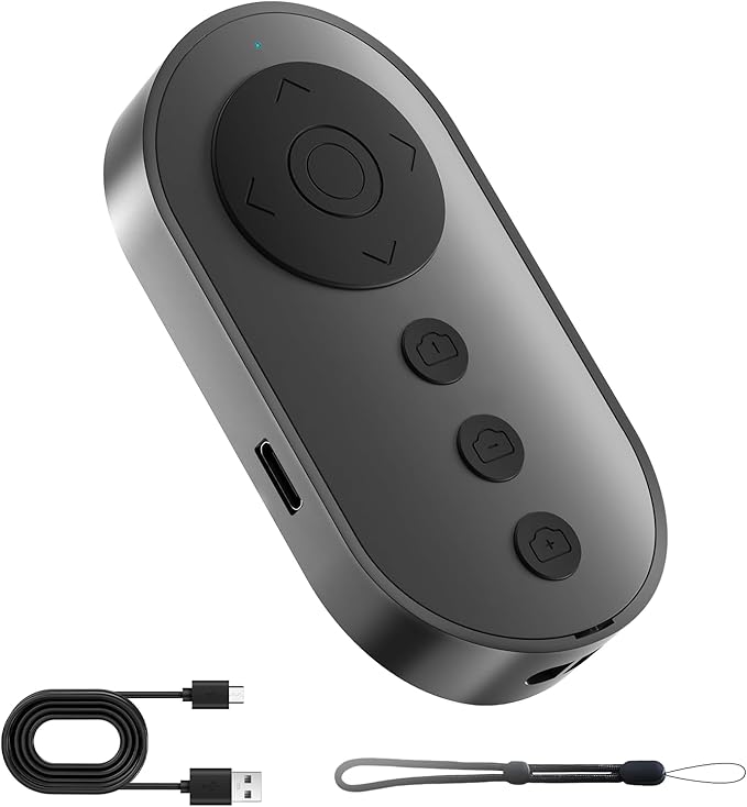 Bluetooth Camera Remote Shutter with Zoom and Front/Rear Camera Switch for Photo and Vlogging,Cllphone Remote Clicker for iOS & Android Smartphone, Wireless Video Scrolling for Tiktok