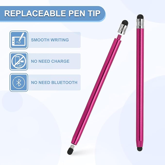 PATIKIL 5 Pcs Stylus Pens for Touch Screen, 2 in 1 High Sensitivity Universal Pen Capacitive Stylus for Phone Tablets Laptop Touch Screen Devices, Red