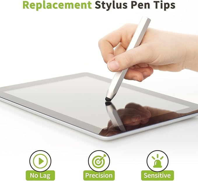 MECCANIXITY 20Pcs Replacement Stylus Pen Tips 6.5mm Conductive Capacitive Touch Screen Pens Tips Silicone Rubber, Black