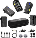 FULAIM X6 Wireless Lavalier Microphones with 4 Transmitter for iPhone, iPad, Android, Camera, Lapel Mic with 48KHz 24Bit, Noise Cancellation for Video Recording, Vlog, YouTube, TikTok