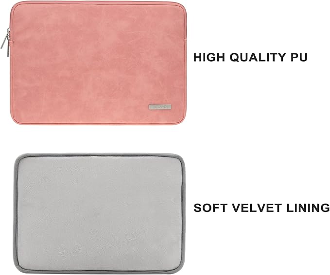 RAINYEAR 11 Inch Laptop Sleeve PU Suede Leather Case Protective Padded Cover Water Resistant Carrying Bag Compatible with 11.6 MacBook Air Surface Pro for 11 Notebook Computer Tablet Chromebook(Coral)
