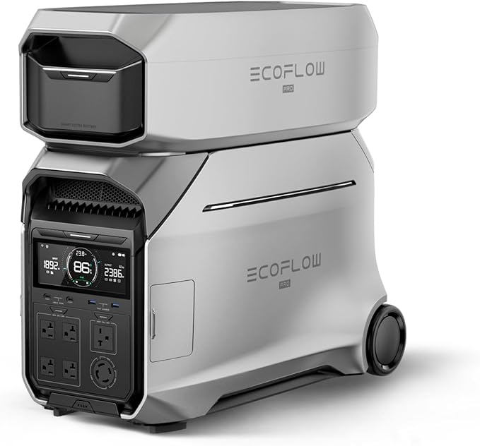 EF ECOFLOW 8kWh Portable Power Station: DELTA Pro 3 with Extra Battery, 120/240V 4000W AC Output, Solar Generator for Home Use, Camping, Emergencies, Power Outages, RVs, and Outdoor Generators
