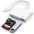 USB C SD Card Reader, 3-in-1 SD Card Adapter with SD MicroSD USB, Groodo Memory Card Reader MicroSD Card Reader Compatible with iPhone15 16/iPad/Mac/Laptop and More USB-C Devices