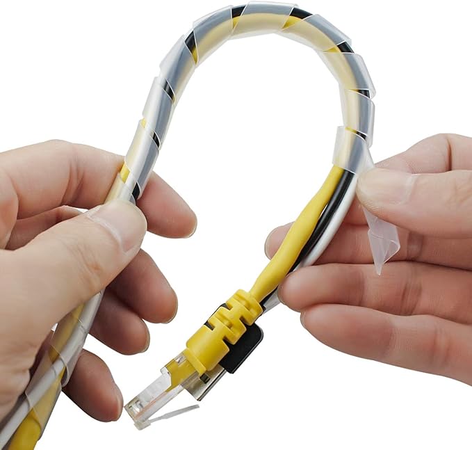50Ft XHF 1/4" Clear Spiral Cable Wrap 6mm(Wrapping Range:4mm-50mm) Spiral Wire Wrap Cord for Computer Electrical Wire Organizer Sleeve Hose RoHS