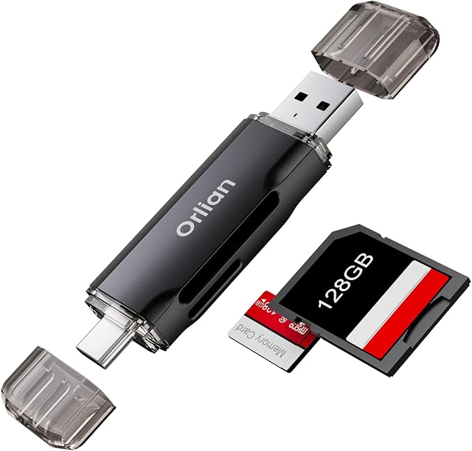 SD Card Reader USB 3.0 Dual USB A & USB C to Micro SD/SD Memory Card Adapter for SD/SDHC/SDXC, Compatible with Winodws, MacBook Pro/Air, iPhone 15 Pro/Max, Android (SD Card Not Included)