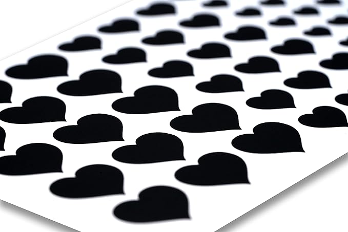 BLOCKED Stackable Webcam/Camera Vinyl Covers | 57 Low-Tack Restickable Webcam Sticker | 3-Sizes | Black 57-Pack Hearts (Muted Matte)