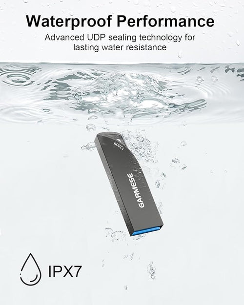 128GB USB 3.0 Flash Drive, Waterproof Metal USB Memory Stick, Slim Thumb Drive Portable Pen Drive with Keychain Hole Stylish Jump Drive for PC Computer Car - Gray