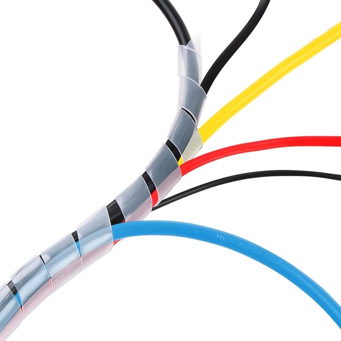 50Ft XHF 1/4" Clear Spiral Cable Wrap 6mm(Wrapping Range:4mm-50mm) Spiral Wire Wrap Cord for Computer Electrical Wire Organizer Sleeve Hose RoHS