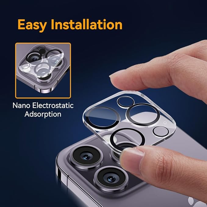 Camera Lens Protector for iPhone 15 Pro 6.1" ＆ iPhone 15 Pro Max 6.7",9H Tempered Glass，Ultra HD, Scratch Resistance Easy to Install，Case Friendly，[Does not Affect Night Shots] 3-Pack