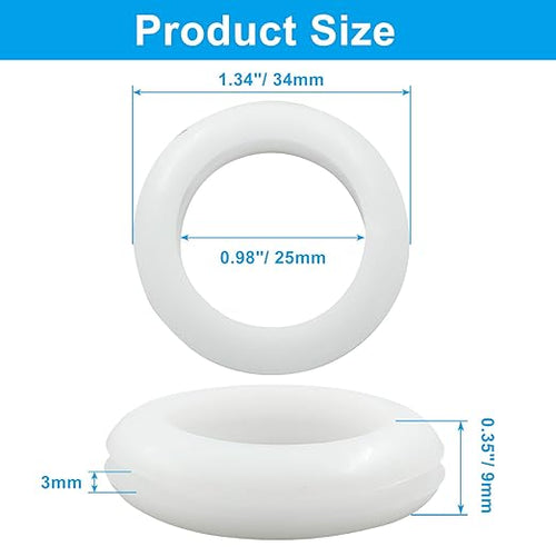 12 Pcs Rubber Grommets, 0.98" Inside Diameter 1" Drill Hole Rubber Wire Grommets O Ring Grommets for Wire, Firewall, Cables, Plugs (White)