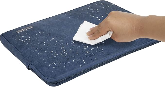 RAINYEAR 13 Inch Laptop Sleeve PU Suede Leather Case Protective Cover Water Resistant Bag Compatible with 13.3 Notebook Computer Chromebook,14" MacBook M1 M2 M3 M4,13.5 Surface Laptop(Deep Blue)