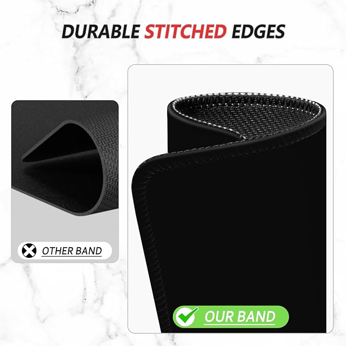 ITNRSIIET Mouse Pad Non-Slip Rubber Base Smooth Surface Stitched Edges Waterproof Durable Compatible with All Mice for Office & Gaming, Desk Accessory, 10.2x8.3x0.12 inch, JetBlack Solid