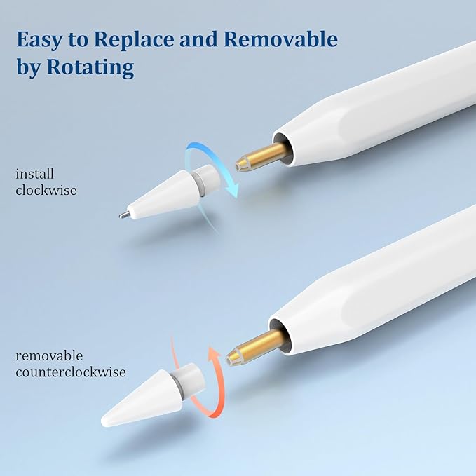 Replacement Tips for Apple Pencil Pro/2nd Gen/1st Gen/USB-C,No Wear Out Metal Nibs,Precise Control 0.78mm Longer Tips for iPad Pencil Accessories-(4 Pack)
