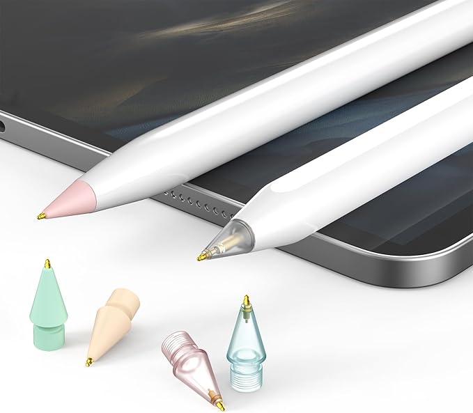 6 Pack Fine Point Replacement Tips Compatible with Apple Pencil 2nd Generation, Apple Pencil 1st Generation, Apple Pencil USB-C & Apple Pencil Pro Colorful iPencil Nibs (Multicolour)