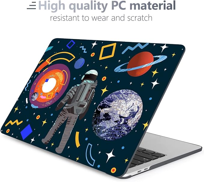 Batianda Design Case for New MacBook Air 13 Inch Model A2337 M1 A2179 A1932 2021 2020 2019 Release,3D Painted Hard Shell with Keyboard Cover & Screen Protector, Astronaut Planet