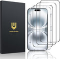UNBREAKcable Screen Protector for iPhone 16 Plus/15 Plus [3-Pack] Full Coverage Double Shatterproof Tempered Glass [Installation Frame] [9H Hardness] [99.99% HD Clear] [Bubble Free] for iPhone 6.7"