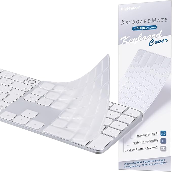 Keyboard Cover for 2024 M4 iMac Magic Keyboard (Europe Layout, 7 Shape Enter Key)(Model A3119, Touch ID, with Numeric Key) - Ultra Thin, Protective and Clear Keyboard Cover Protector Skin