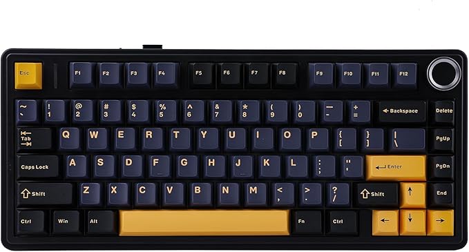 EPOMAKER x Aula F75 Gasket Mechanical Keyboard, 75% Wireless Hot Swappable Gaming Keyboard with Five-Layer Padding&Knob, Bluetooth/2.4GHz/USB-C, RGB (Black, LEOBOG Reaper Switch)