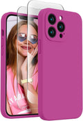 FireNova Designed for iPhone 13 Pro Case, Silicone Upgraded [Camera Protection] Phone Case with [2 Screen Protectors], Soft Anti-Scratch Microfiber Lining Inside, 6.1 inch, Shocking Pink